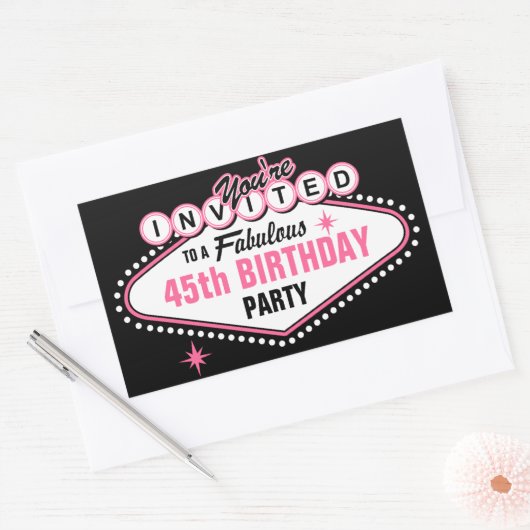 Las Vegas Pink Uitnodiging Rechthoekige Sticker (Envelop)