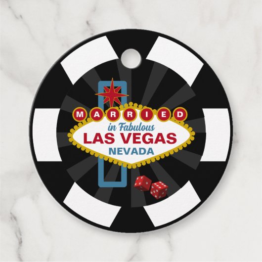 Las Vegas Poker Chip Bestemming Bruiloft Bedankjes Labels (Voorkant)