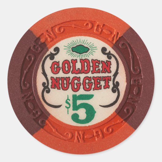 Las Vegas Poker Chip Casino Gambling verouderde Ronde Sticker (Voorkant)