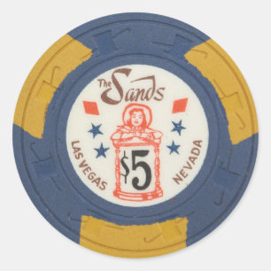 Las Vegas Poker Chip Casino Gambling verouderde Ronde Sticker