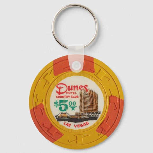 Las Vegas Poker Chip Casino Gambling verouderde Sleutelhanger (Voorkant)
