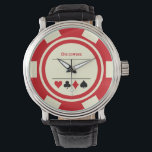 Las Vegas Poker Chip Casino Off White Red Horloge<br><div class="desc">Dit off witte en rode poker chip stijl horloge zou een fantastisch cadeau voor jezelf,  of,  voor het casino liefhebbende persoon in je leven. Personaliseer het ontwerp met een naam.</div>