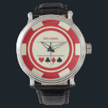 Las Vegas Poker Chip Casino Off White Red Horloge<br><div class="desc">Dit off witte en rode poker chip stijl horloge zou een fantastisch cadeau voor jezelf,  of,  voor het casino liefhebbende persoon in je leven. Personaliseer het ontwerp met een naam.</div>