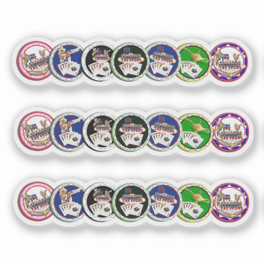Las Vegas Poker Chip Rijen Sticker (Voorkant)