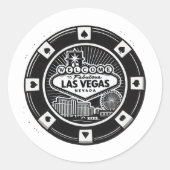 Las Vegas Poker Chip Ronde Sticker (Voorkant)