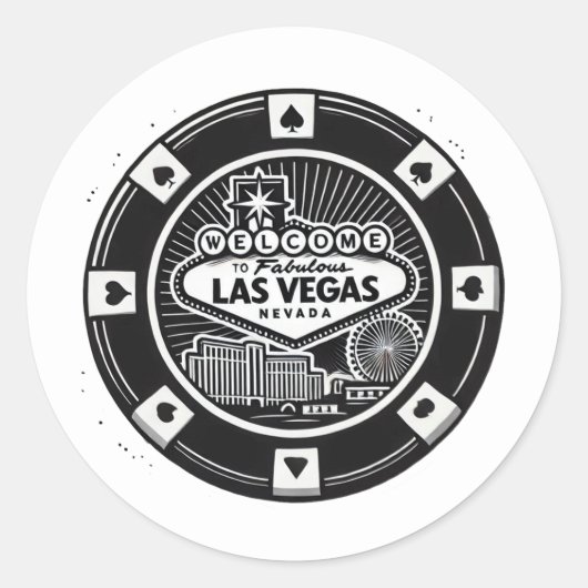 Las Vegas Poker Chip Ronde Sticker (Voorkant)