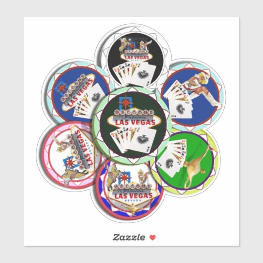 Las Vegas Poker Chips Sticker (Vel)