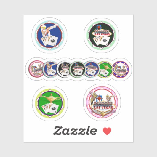 Las Vegas Poker Chips Sticker (Vel)