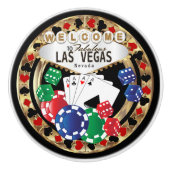 Las Vegas Poker Design - Gold Keramische Knop (Voorkant)