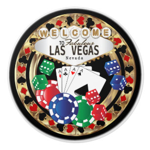Las Vegas Poker Design - Gold Keramische Knop