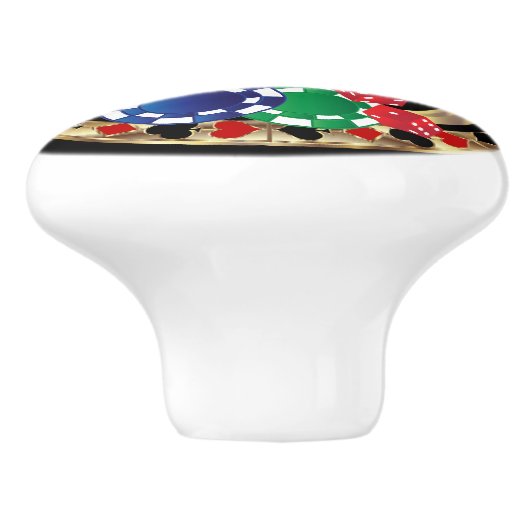 Las Vegas Poker Design - Gold Keramische Knop (Zijkant)