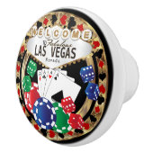 Las Vegas Poker Design - Gold Keramische Knop (Rechts)