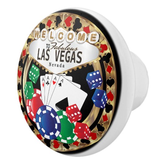 Las Vegas Poker Design - Gold Keramische Knop (Rechts)