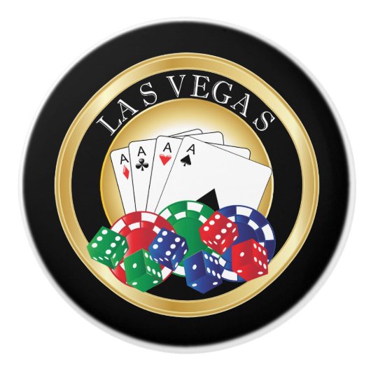 Las Vegas Poker Design Keramische Knop (Voorkant)