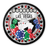 Las Vegas Poker Design - Silver Keramische Knop (Voorkant)
