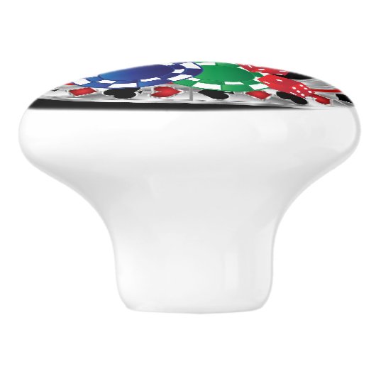 Las Vegas Poker Design - Silver Keramische Knop (Zijkant)