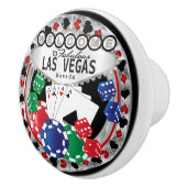 Las Vegas Poker Design - Silver Keramische Knop (Rechts)