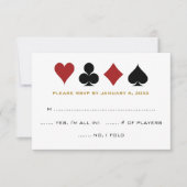 Las Vegas Poker Kaart Suit Goud Wit Bruiloft RSVP (Voorkant)