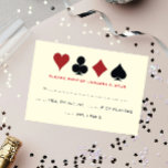 Las Vegas Poker Kaart Suit Zwart Cream Bruiloft RS<br><div class="desc">Verbluf je gasten door ze deze fantastische zwarte,  crème witte en rode pokerspeelkaart te sturen,  past bij de RSVP-kaart samen met hun uitnodiging. Ze zullen reikhalzend uitkijken naar deze zeker leuke bruiloft!</div>