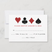Las Vegas Poker Kaart Suit Zwart Wit Bruiloft RSVP (Voorkant)