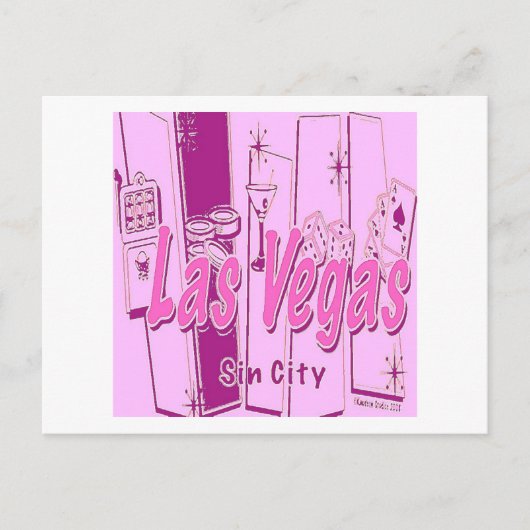Las Vegas Pop Art Retro Briefkaart (Voorkant)