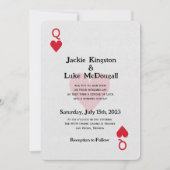 Las Vegas Queen of Hearts Kaart bruiloft uitnodigi (Voorkant)