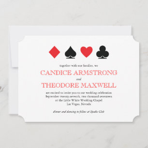 Las Vegas Red Black Card Suits Wedding Invitation Kaart