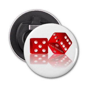 Las Vegas Red Dice Button Flesopener