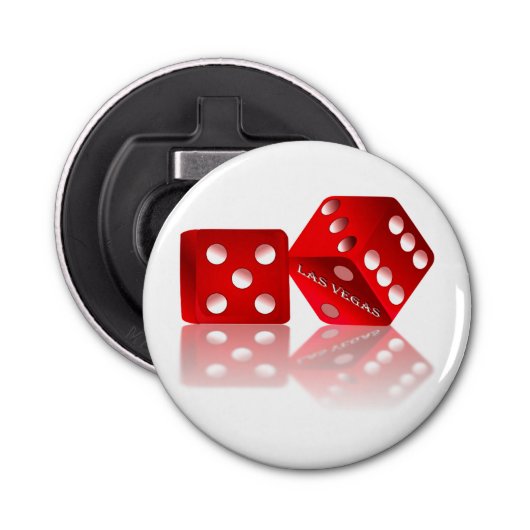 Las Vegas Red Dice Button Flesopener (Voorkant)