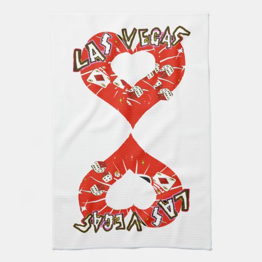 Las Vegas Red Hearts Kitchen Towel Theedoek (Verticaal)