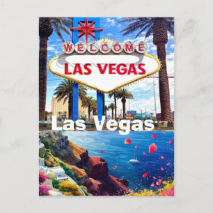 Las Vegas Reisansichtkaart, Las Vegas Bord, Las Ve Briefkaart