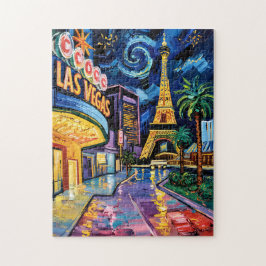 Las Vegas Reizen Van Gogh Stijl Casino Nacht Stad Legpuzzel