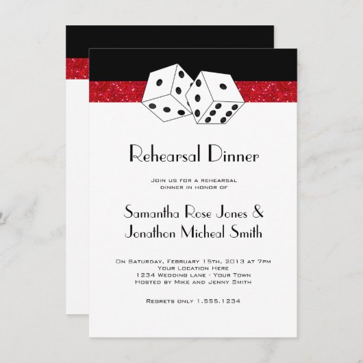 Las Vegas Repetial Dinner Dice Theme Ruby Red Kaart (Voorkant / Achterkant)