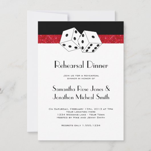 Las Vegas Repetial Dinner Dice Theme Ruby Red Kaart (Voorkant)