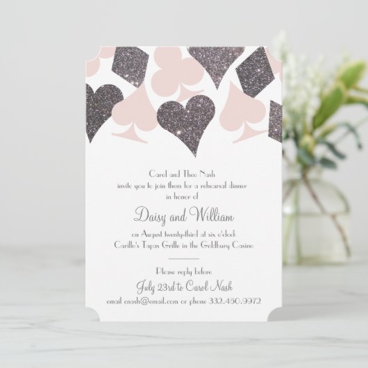 Las Vegas repetitie diner blush platina glitter Kaart (Staand voorkant)