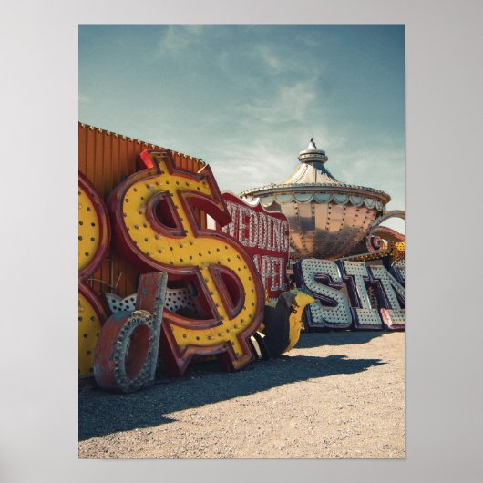 Las Vegas Retro Casino Neon Sign Poster (Voorkant)