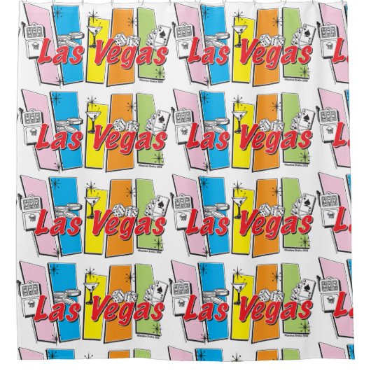 Las Vegas Retro Douchegordijn (Voorkant)