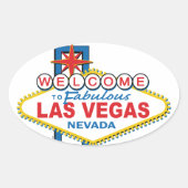 Las Vegas Retro Sign Ovale Sticker (Voorkant)