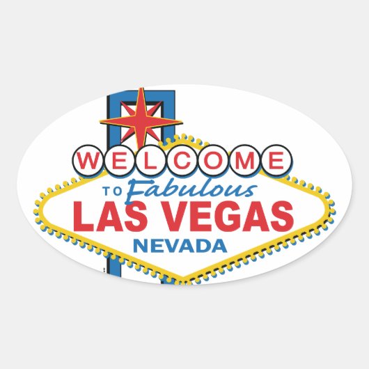 Las Vegas Retro Sign Ovale Sticker (Voorkant)