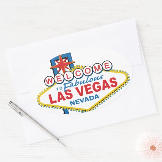 Las Vegas Retro Sign Ovale Sticker (Envelop)