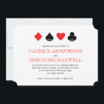 Las Vegas Rode kaartpak Huwelijksuitnodiging Kaart<br><div class="desc">Personaliseer deze klassieke witte, rode en zwarte huwelijksuitnodiging met alle details van uw ceremonie voor uw Las Vegas- of casinothema-huwelijksfeest. Het patroon op de achterkant kan worden verwijderd en extra tekst of een foto kan worden toegevoegd met behulp van "aanpassen". U kunt zelfs de lettertypen wijzigen voor een volledig eigen...</div>