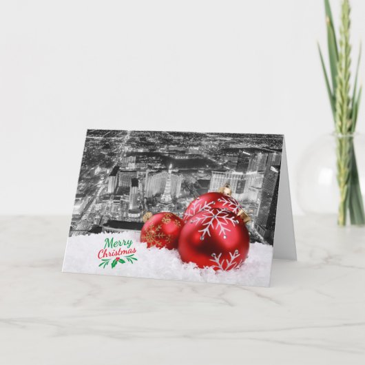 Las Vegas Rode Ornamenten Kerst Kaart (Voorkant)