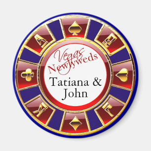 Las Vegas Rood Blauw Goud Casino Chip Magnet Favor