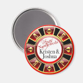 Las Vegas Rood Zwart Goud Casino Chip Magnet Favor (Voorkant / Achterkant)