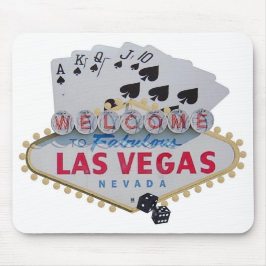 Las Vegas Royal Flush Poker Player Mousepad Muismat (Voorkant)