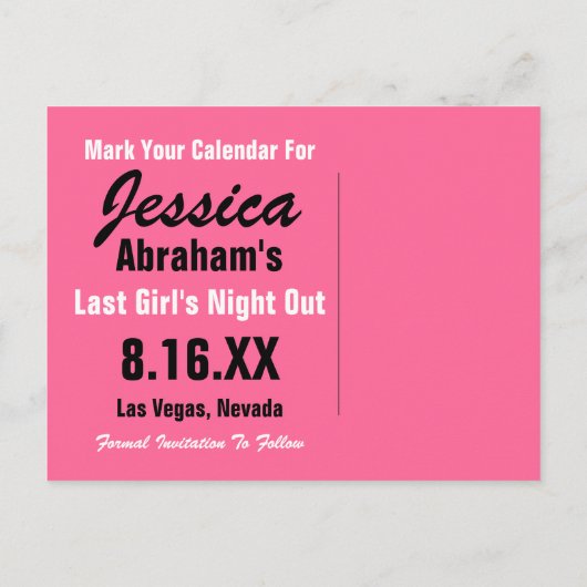 Las Vegas Roze Bewaar de Datum Aankondigingskaart (Achterkant)
