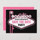 Las Vegas Roze Save The Date Aankondigingskaart (Voorkant / Achterkant)