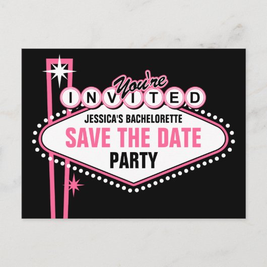 Las Vegas Roze Save The Date Aankondigingskaart (Voorkant)