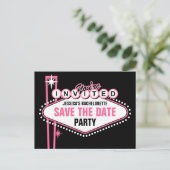 Las Vegas Roze Save The Date Aankondigingskaart (Staand voorkant)