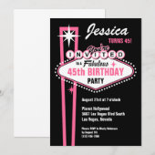 Las Vegas Roze Uitnodiging (Voorkant / Achterkant)